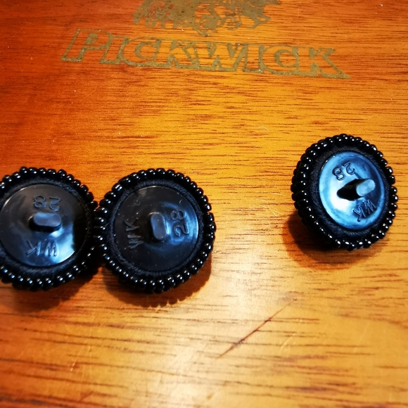 Vintage Round Black Plastic Beaded Black and Gold Star Sewing Buttons 3Pcs - Picture 6 of 11